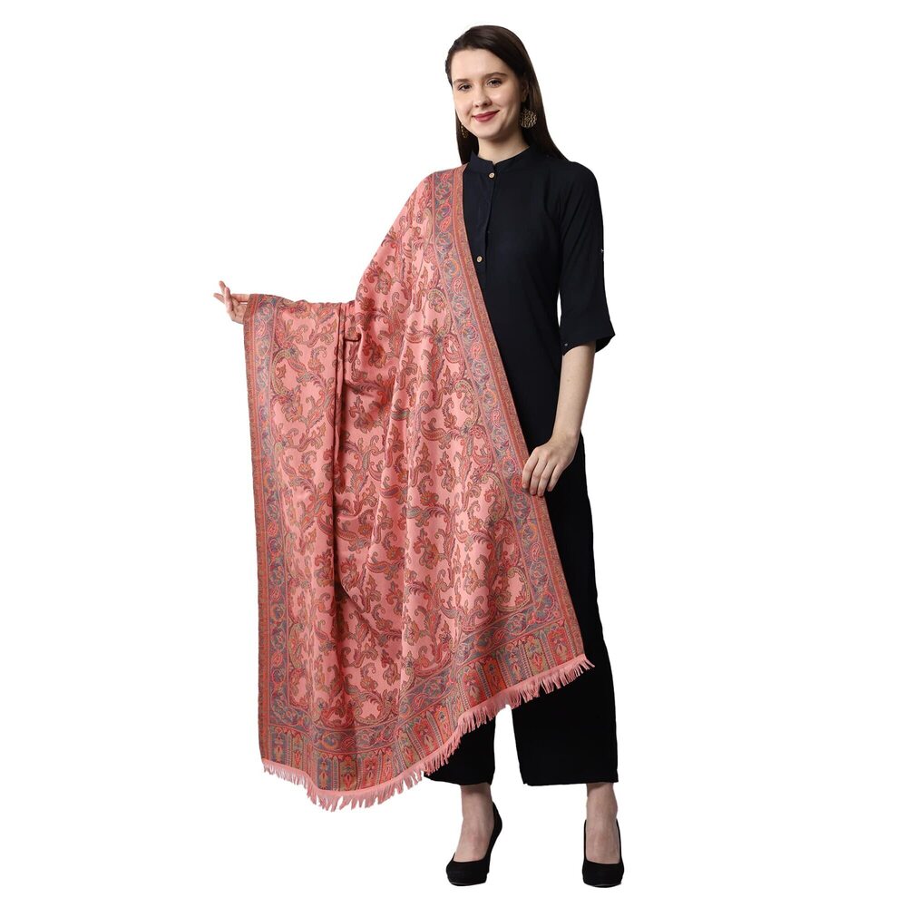 5164 Women's Pashmina Wool Blend Indian Handicraft Woven Shawls, Scarf
